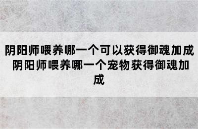 阴阳师喂养哪一个可以获得御魂加成 阴阳师喂养哪一个宠物获得御魂加成